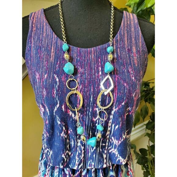 Pink Republic Beautiful Boho Maxi Sleeveless Dress Size Medium - Picture 3 of 12